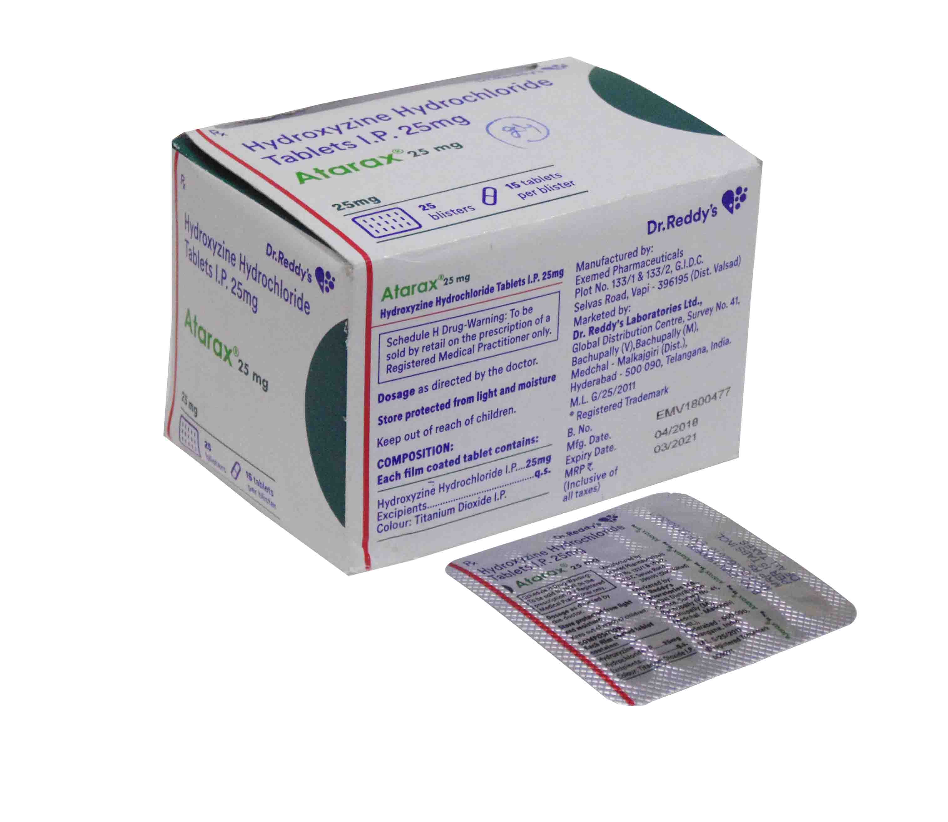 Hydroxyzine Hydrochloride 25 Mg Capsules